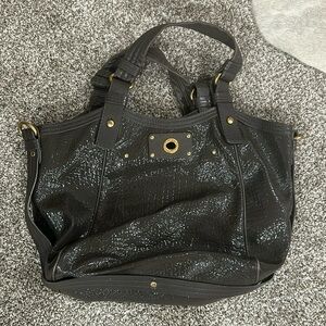 MARC by Marc Jacobs dark grey shiny leather tote